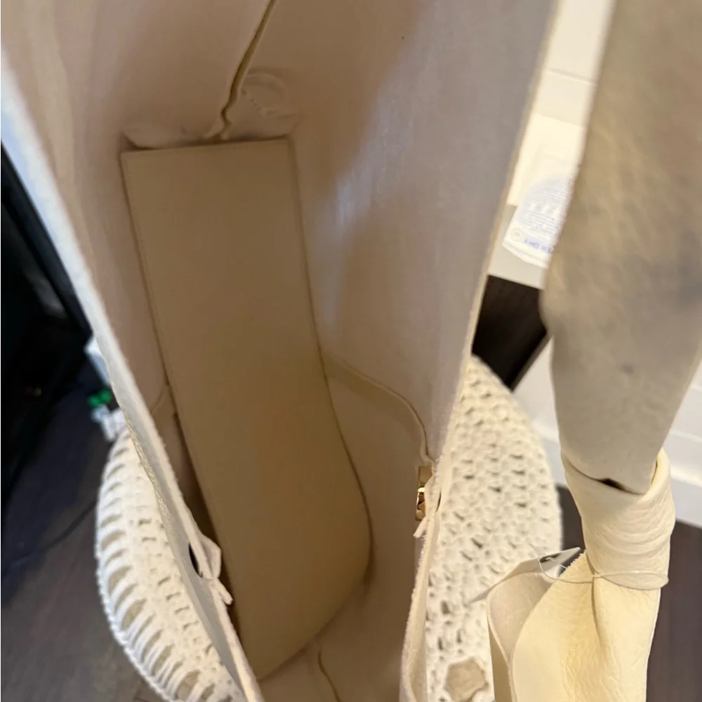 Anthropologie Cream Knotted-Handle Hobo Bag